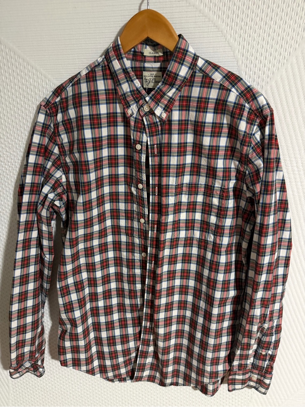 J. Crew Men's Plaid Button-Down Shirt - Red, Black, White